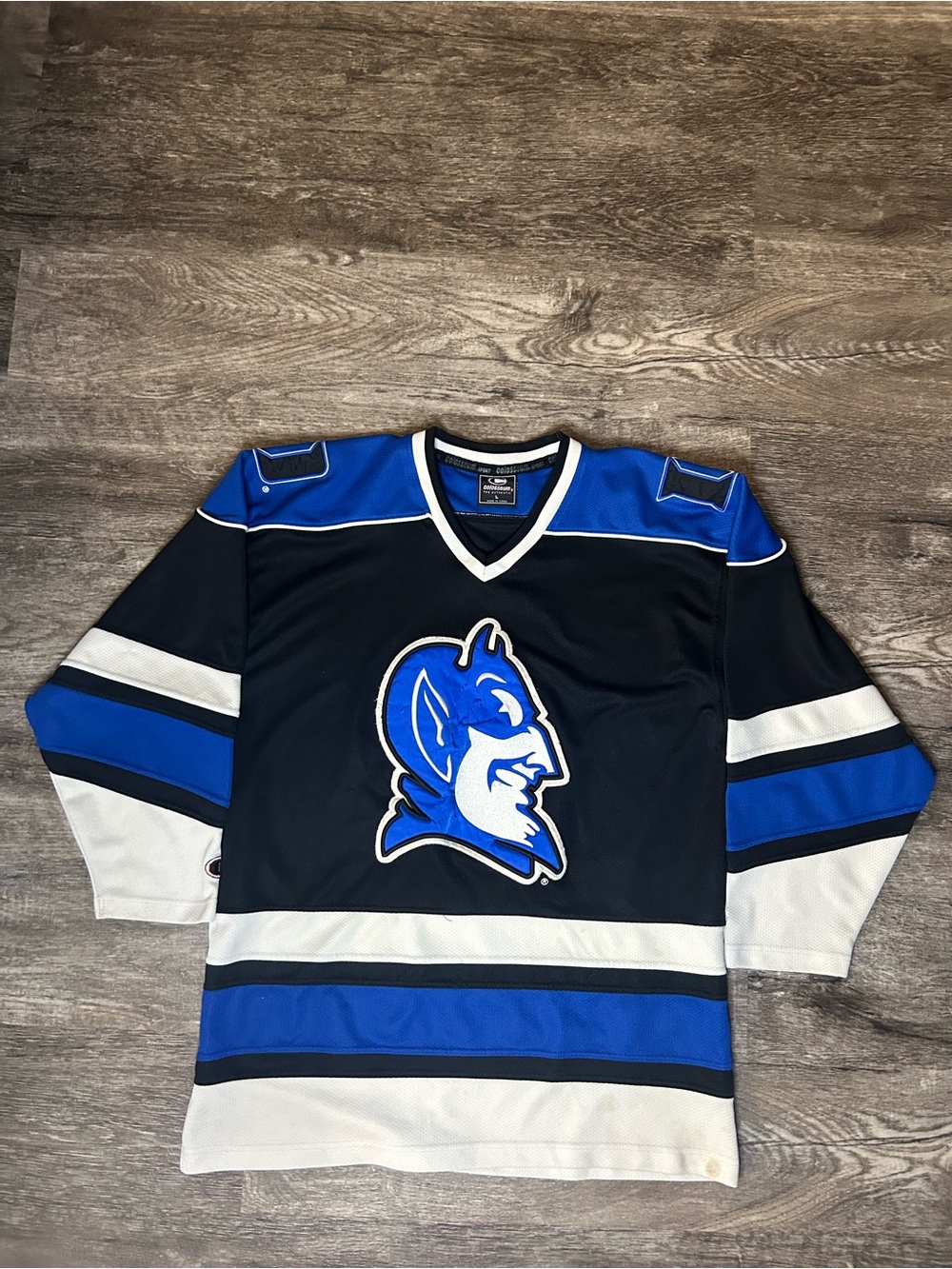 Colosseum Black and Royal Blue Duke Logo Hockey Jersey
